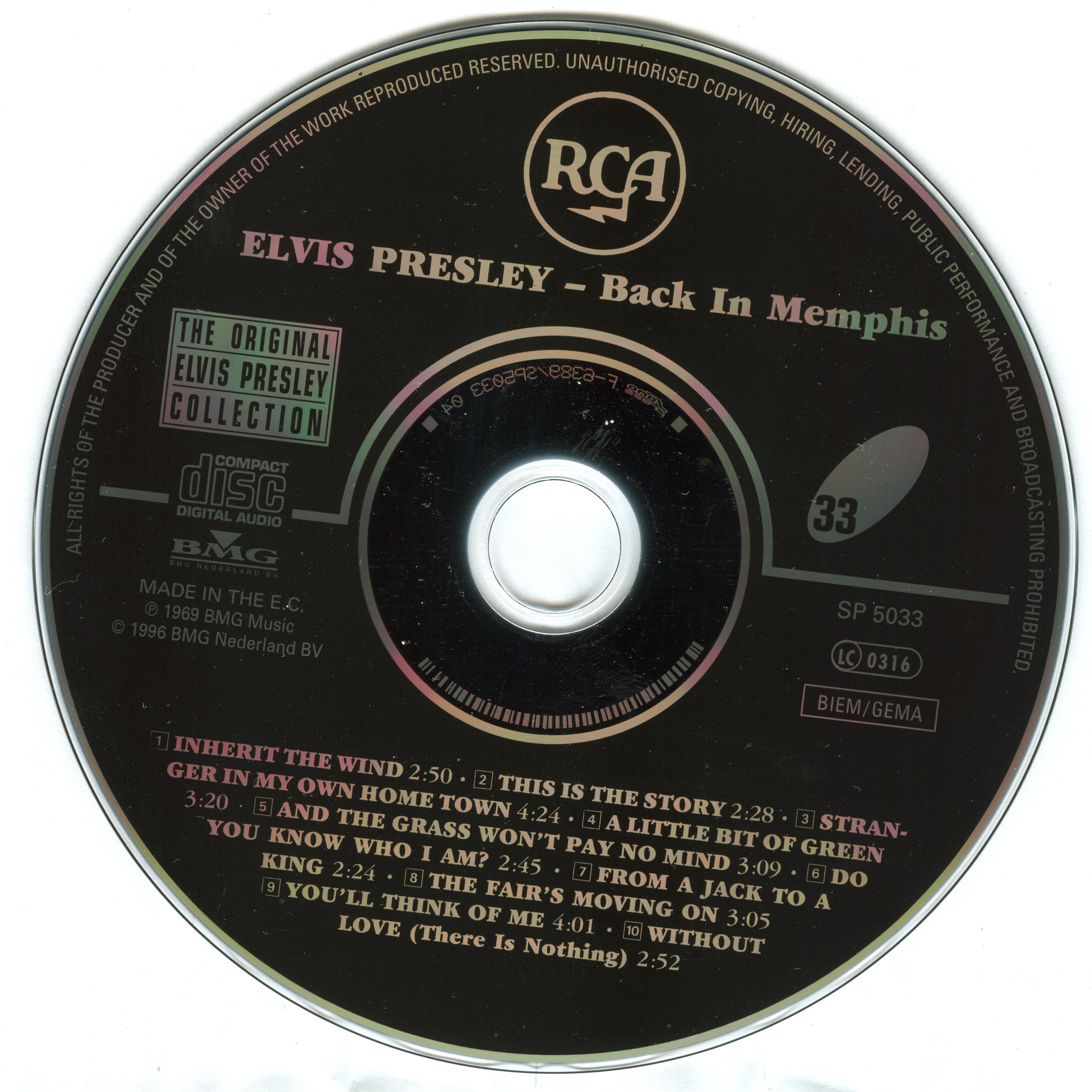 Elvis Presley  The Original Elvis Presley Collection 33; Back in Memphis : CD